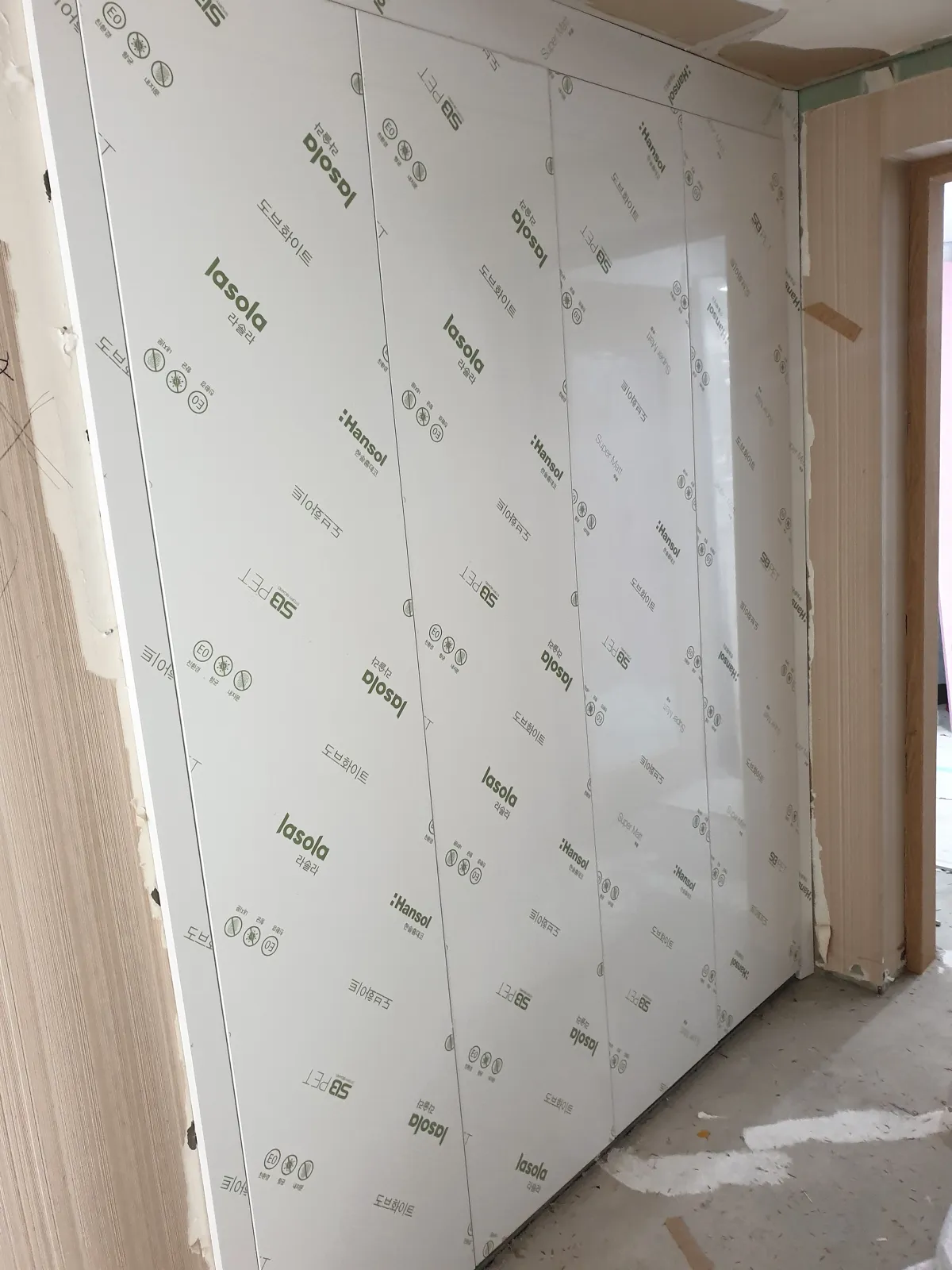 신발장 도어 교체 중