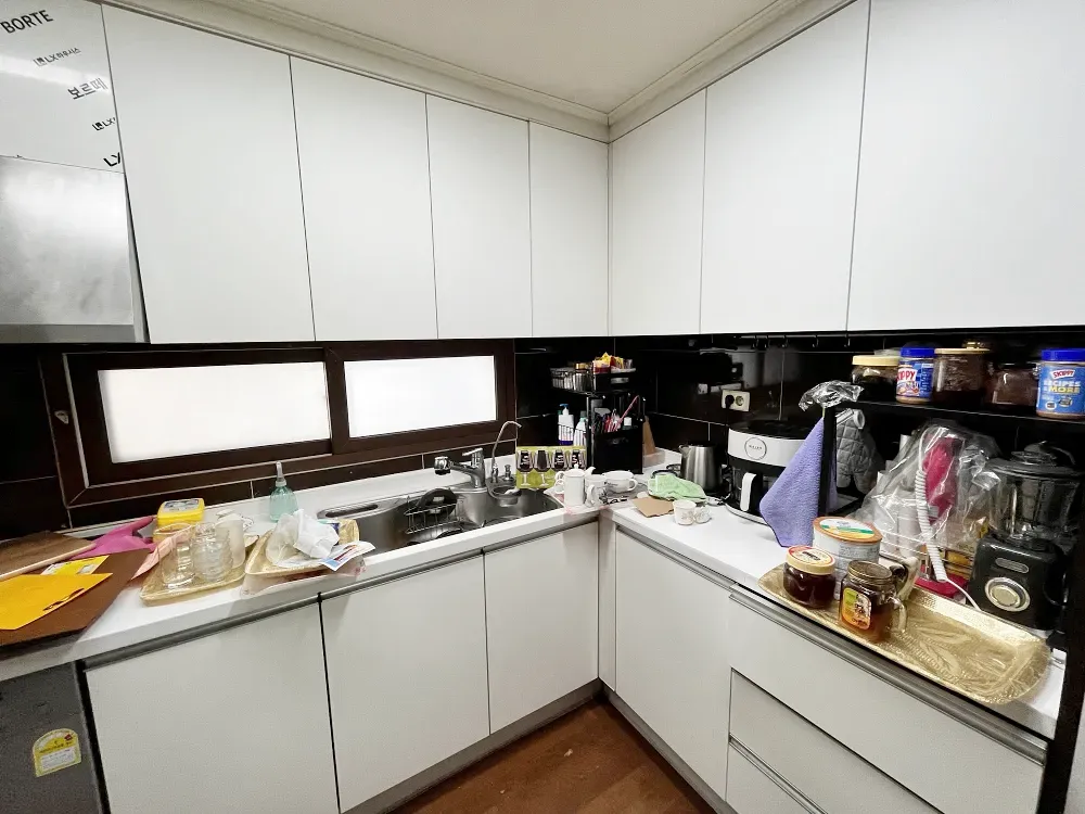 Read more about the article 보르떼 웜화이트 무광 싱크대 문짝시공